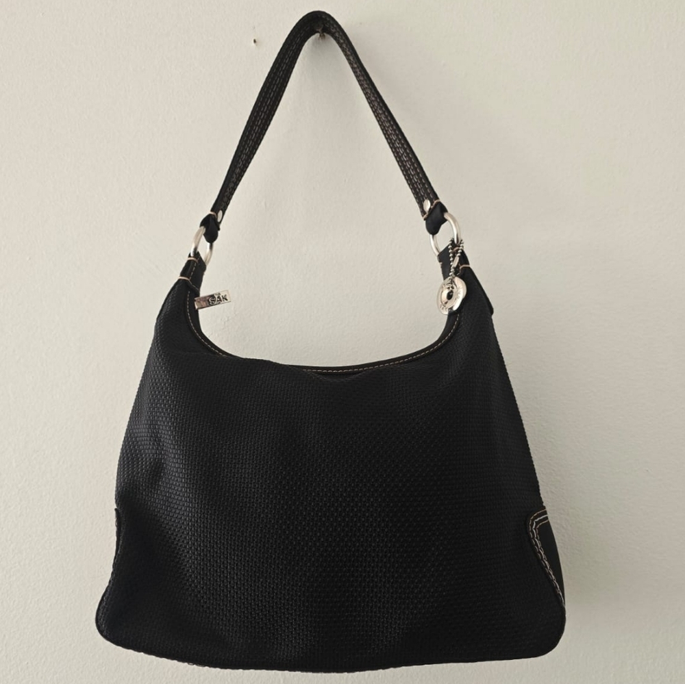 The Sak Black Shoulder Bag with Silver Hardware